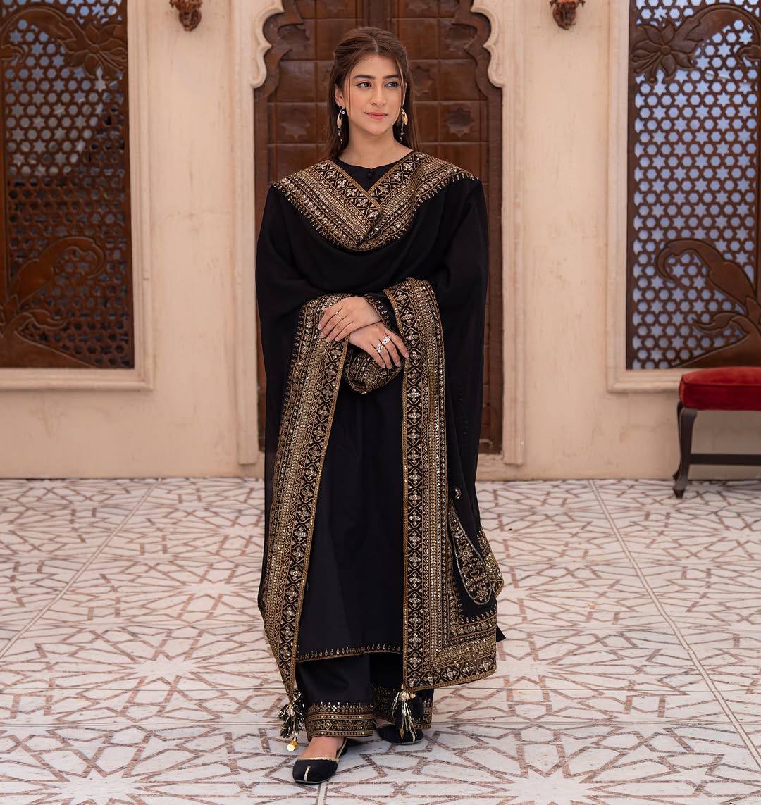 Regal Black & Bronze Embroidered Silhouette